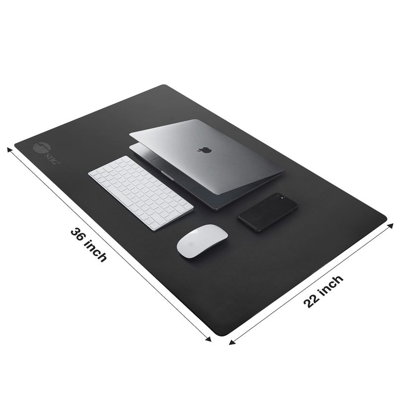 SIIG Extra Large Desk Mat on top of Desk Blotter Protector - 36" x 22" Vegan Leather Mouse Mat for Office, Home Office, Desktop Computer, Laptop, Keyboard and Mouse - Black - Image 5